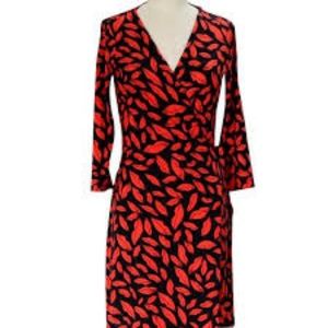 Diane Von Furstenberg Julian Lip Motif Wrap Dress